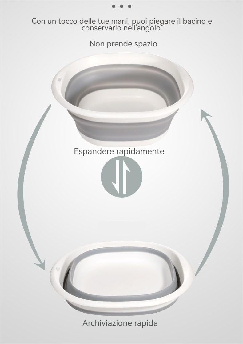 Bacinella pieghevole portatile | Bacino multiuso da viaggio | Ciotola compatta da campeggio | Bacino pieghevole blu (36,5 cm) – ideale per attività all'aperto