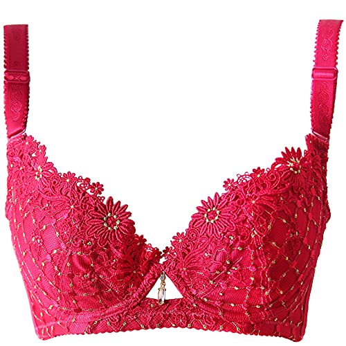 Soutien-gorge broderie florale rouge taille 90C avec soutien-gorge rembourré amovible