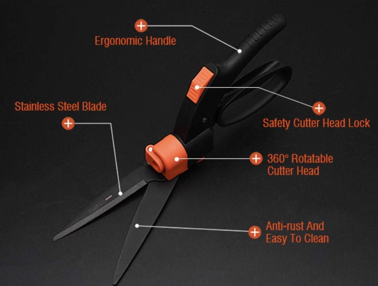 FOX & FERN Premium Gardening Scissor GAHE026 | Bypass Pruning Shears for Tree Trimmers | Secateurs Plant Branch Cutter (Degree Rotating Shear) 1