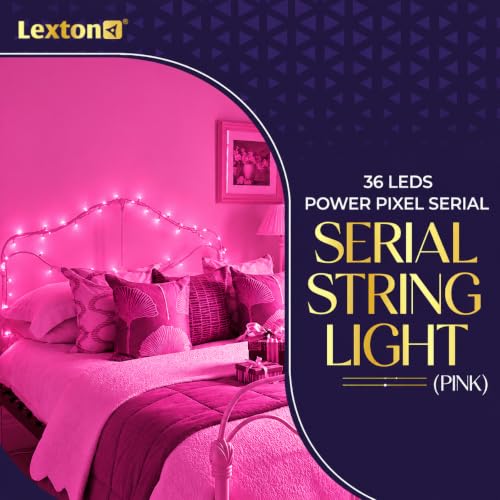 Image of Lexton 36 LED Power Pixel Serial String /Fairy Light | Plug Sourced | Suitable for Home & Outdoor Decoration, Diwali, Christmas, Ramadan, Wedding, Party, Festival (Pack of 2, Pink)
