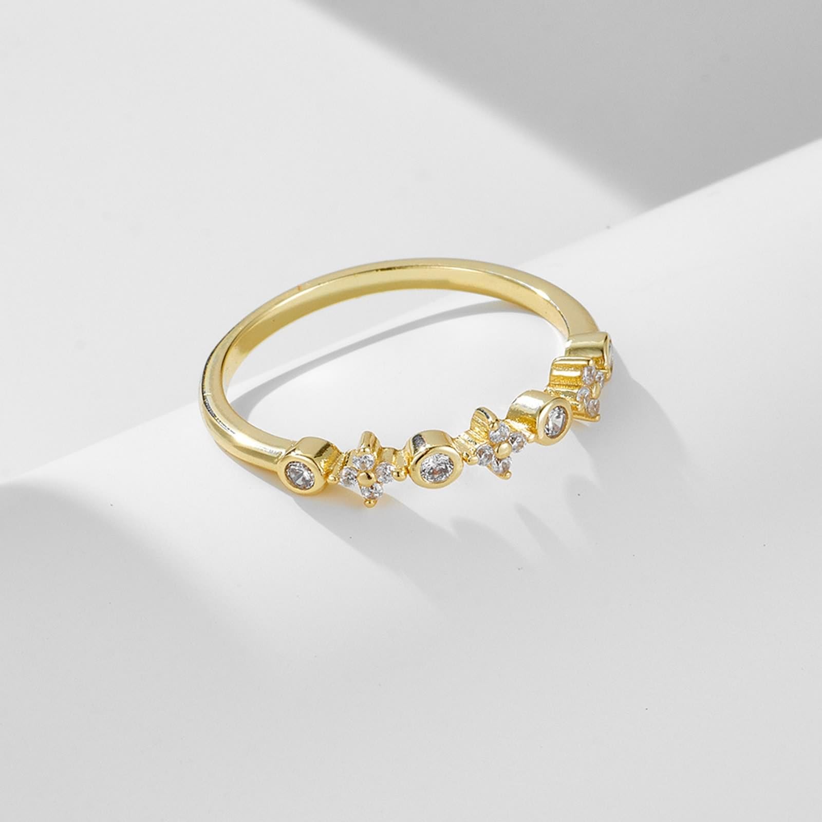 KnSam Prawdziwy pierścionek ślubny Au 375/585/750 złoto, kwiaty para pierścionków z diamentem, żółte złoto 9K/14K/18K obrączka ślubna, rozm. 47-65