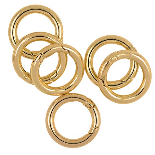 gazechimp 12 Peças Ouro Prata Redonda Snap Ganchos Primavera Anel Chave Mosquetão Acampamento Snap