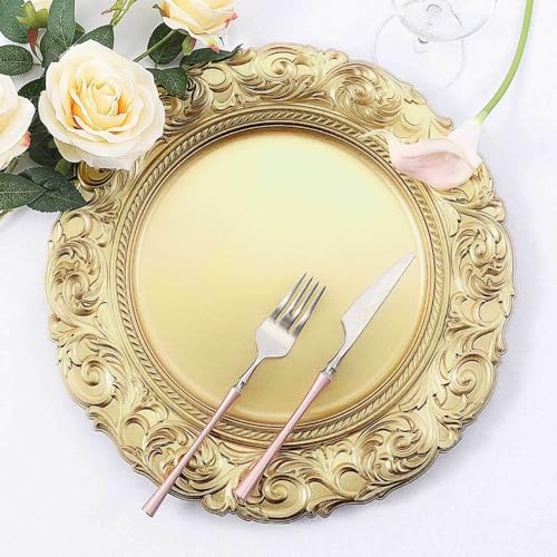 Platos cargadores desechables dorados 14" set 12 miniatura 1