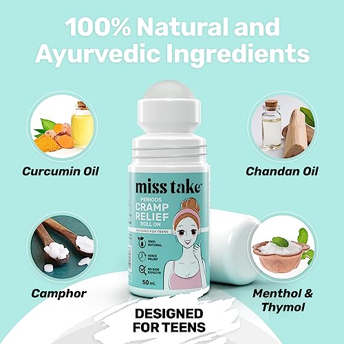 MISS TAKE Teen Period Cramp Relief Roll On | Product for Period Pain Relief | Pure And Natural Pain Reliever, Say No to Machine, Patches, Oil & Device - 50 ML