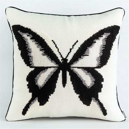 Kit crochet housse de coussin papillon pour décorer votre salon cocooning