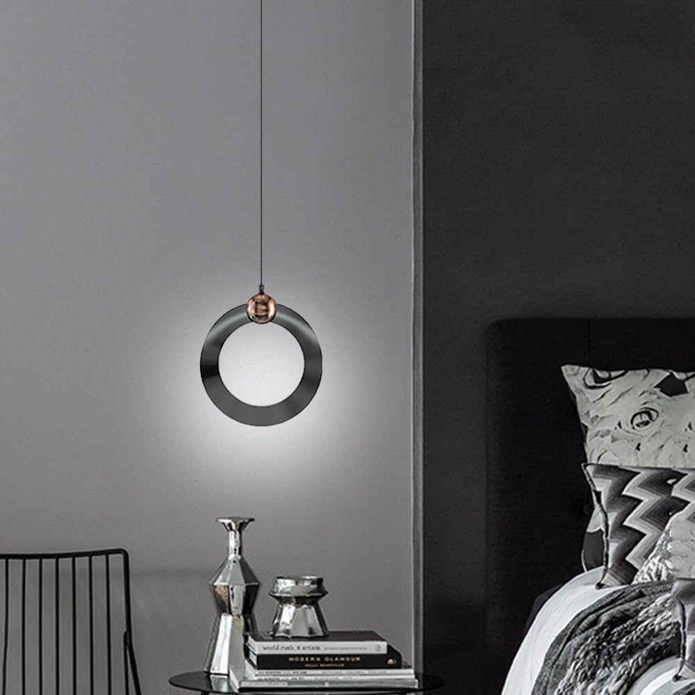 Lampe À Suspension De Chevet, Lampes Suspendues Modernes À Led 13W, Lampe À Suspension Annulaire En Alumiavec Abat-Jour En Acrylique Blanc, Lustre D'Éclairage Décoratif Rond Créatif Pour/Pearl