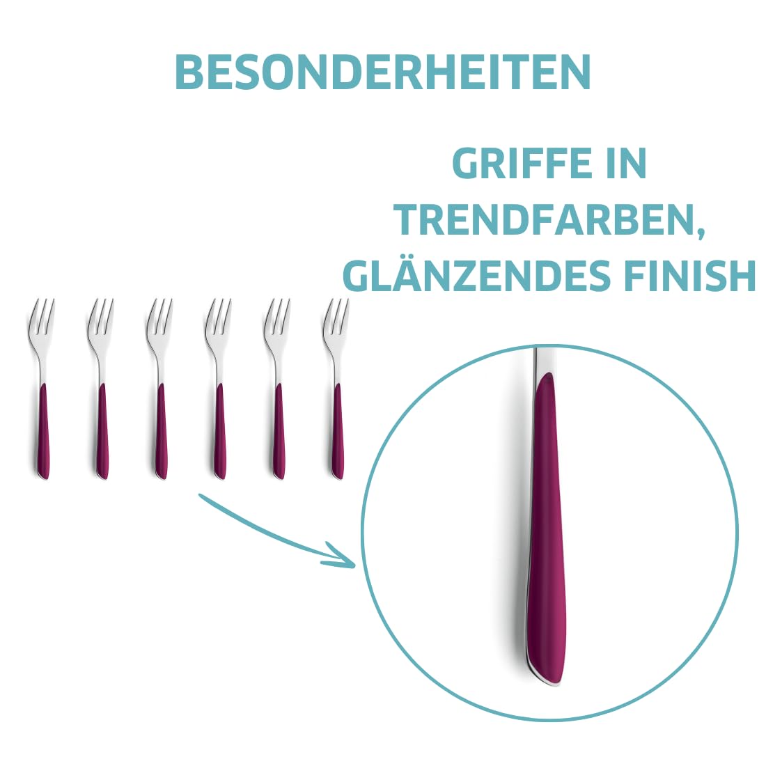 Set 6 Fourchettes à Gâteau KUPPELS - Acier Inoxydable 18/0 - Coloris