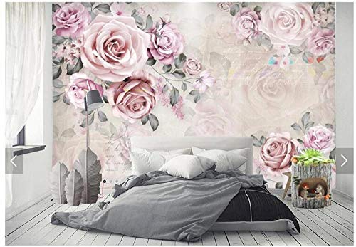 papier peint panoramique 3d tapisserie photo murales papier peint intissé poster geant décor mural moderne Trompe Loeil 400x280cm floral vintage rose Cover