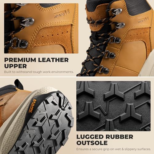 Image of NORTIV 8 Composite Toe Boots for Men Work Boots Anti-Fatigue Waterproof Lightweight Non-Slip ASTM F2412-24 for Warehouse Construction DriftShield-nano