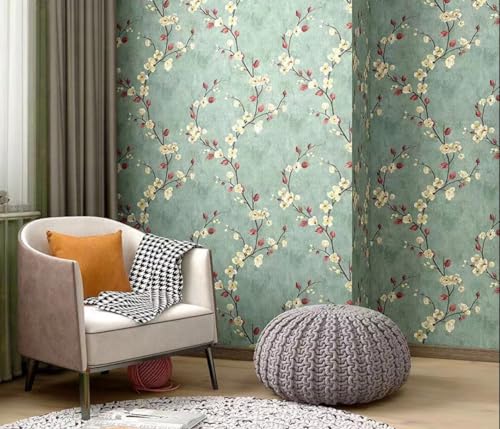 Image of Peach Design Wallpaper | Elegant and Modern Wall Decor with Soft Textured Finish | Peel-and-Stick and Traditional Options for Living Rooms, Offices, and Accent Walls (Green-400 x 45 cm -18 sqft)