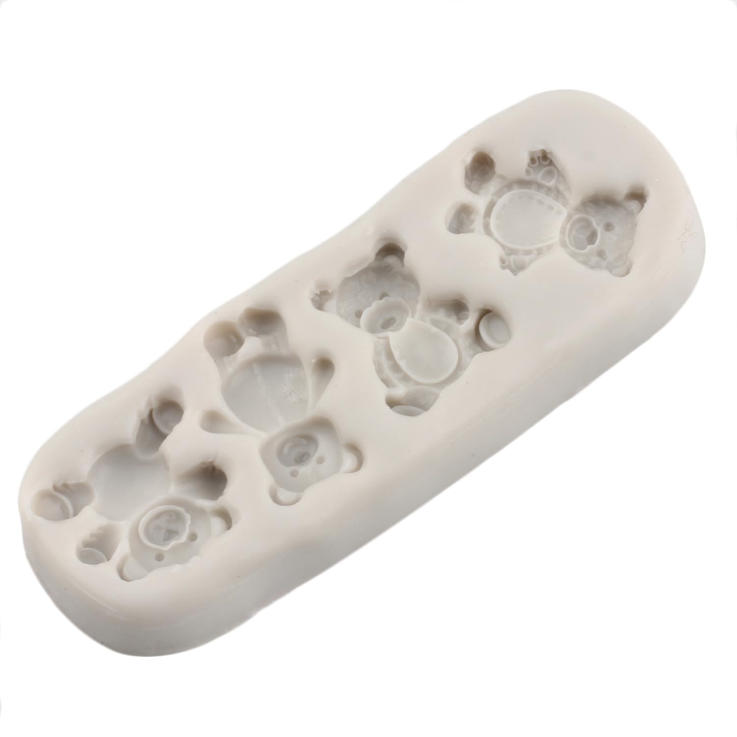 Set 4 Stampi In Silicone A Forma Di Orso - Per Cioccolato, Pasta Di Zucchero, Biscotti, Resistente Al Calore