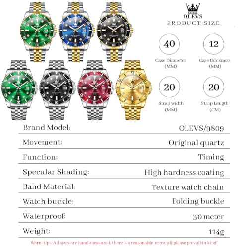 Image of OLEVS Watch for Men Stainless Steel Quartz Business Dress Diamond Large Dial Waterproof Mens Watches with Date Wrist Watch
