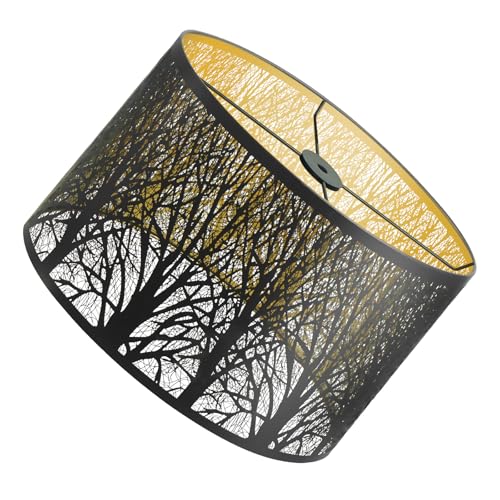 Large Hexagonal Etched Forest Palace Metal Lamp Shade 10x16x14.5" Antique