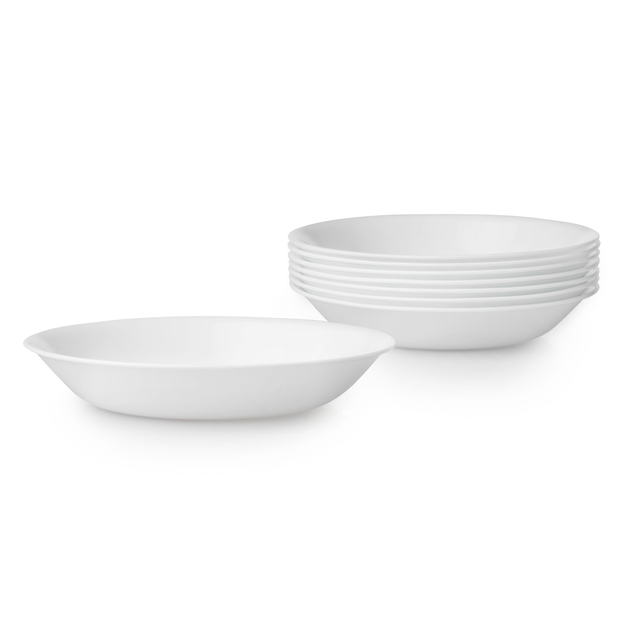 CORELLE - Piatto Fondo da 20 Once in Vetro Vitrelle, Confezione di 6, Bianco Ghiaccio
