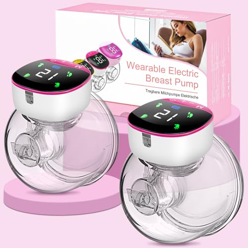 Image of LanAqua Breast Pump Hands Free, Wearable Breastfeeding Pump with 4 Modes & 12 Levels, Portable Electric Breast Pump Strong Suction, LCD Display, Low Noise,Leak-Proof Design, Sealed 24mm Flange, 2 Pack