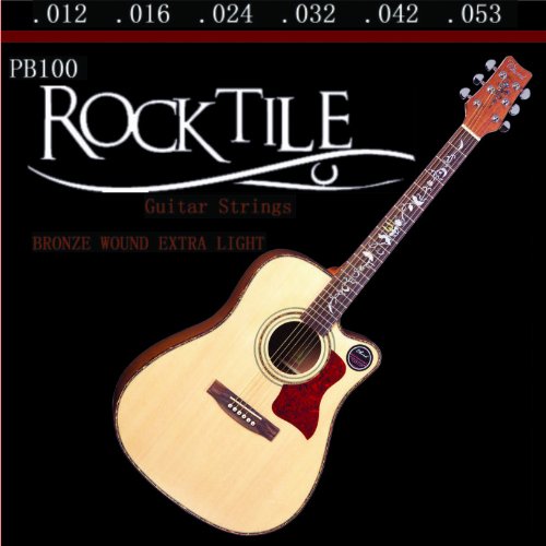 Cuerdas Rocktile para Guitarra Western Light Paquete de 10 | Cuerdas con Ball Ends, Calibres:.012,.016,.024,.032,.042,.053, Cuerdas de acero resistentes, En embalaje transparente