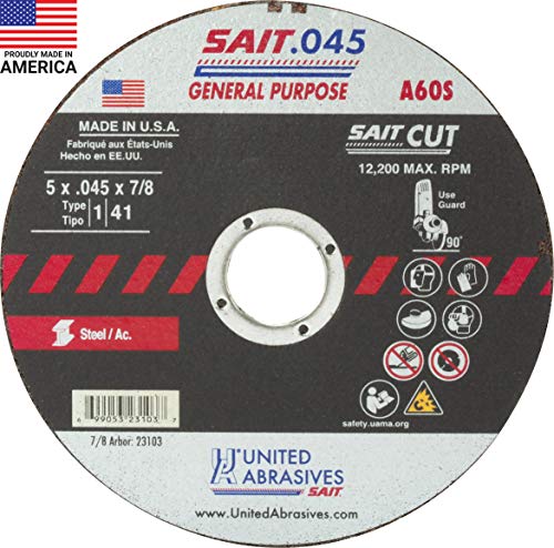 United Abrasives-SAIT 23103 A60S General Purpose Cut-Off Wheels (Type 1/Type 41 Flat) 5