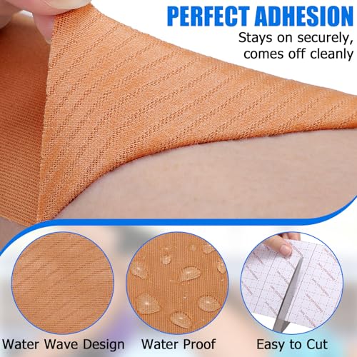 Image of 3 Rolls Kinesiology Tape, Waterproof, 3in x 5.5yd, Beige | Water-Resistant & Breathable, Latex-Free Cotton for Muscle & Joint Support During Powerlifting, Cross Training & Workouts