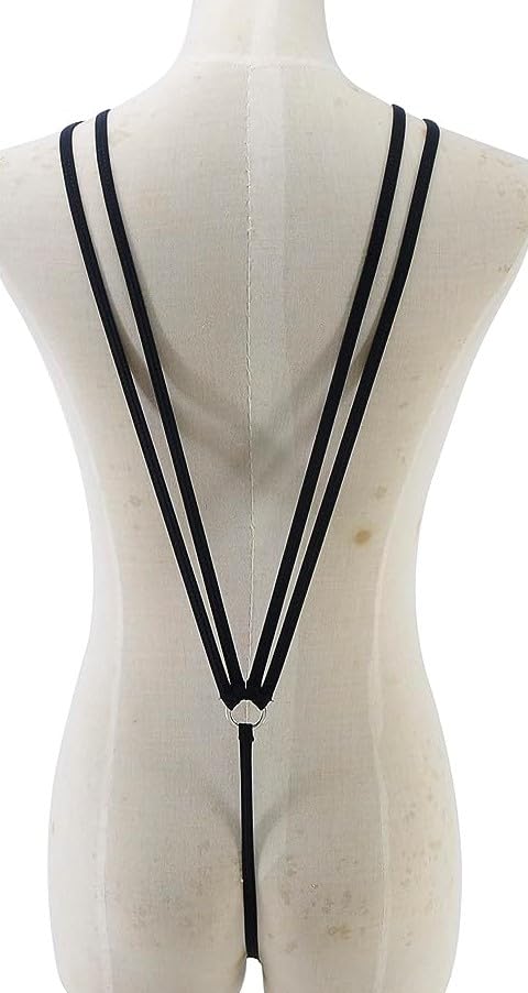 Image of M.A.1 Women's Swimsuit Suspender Straps, Black, Adjustable Double Strap Design