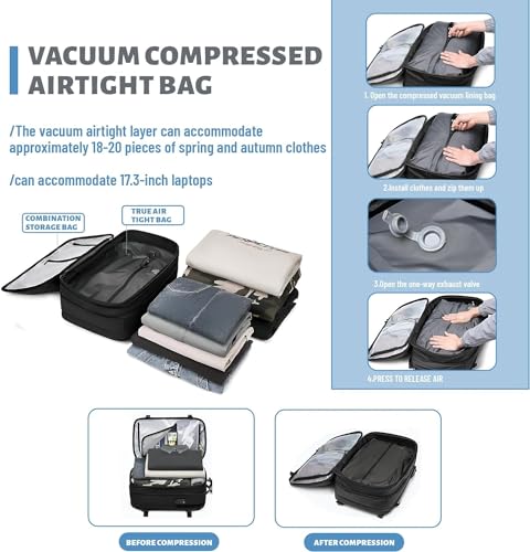 Spacevac Pro Backpack (60 L), Equipped with 1200 Mah Electric Air Pump, Space Vac Pro Large CapacityAnti-Theft Backpack (Black)4