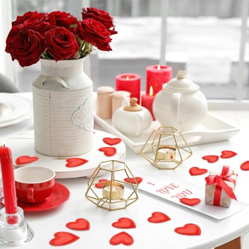 Image of 200 Pieces 1.4 Inch Love Heart Confetti 3D Sponge Petals Table Decorations - Red Scatter Crafts for Valentine's Day, Wedding, Anniversaries, Engagement, Bridal Shower, Proposal Party Favors