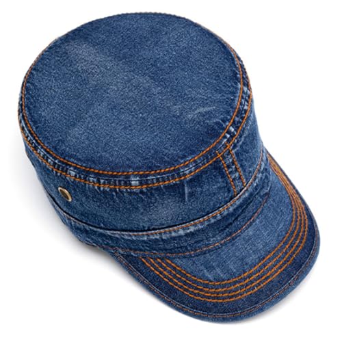 Image of 2 Pack Men's Cotton Military Caps Cadet Army Caps Vintage Flat Top Cap