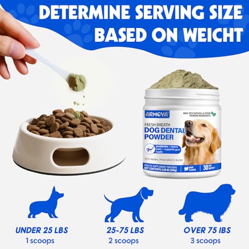 Image of Dog Teeth Cleaning Powder - Dental Powder for Dogs Teeth - Plaque Removal - Supports Gum Health - Tartar Remover with Natural Herb Blend and Postbiotics 30 Day Supply - Mint Flavor
