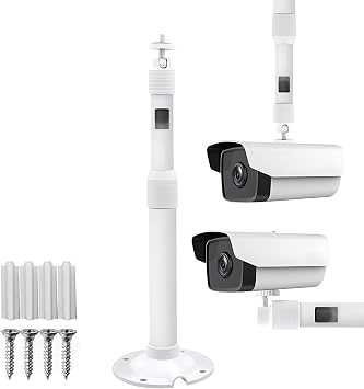 Aluminum Alloy Telescope Poles for Security Camera, Outdoor Extension Rod, Ceiling/Wall Mounted Telescopic Bracket for Projector 12in-24in 30-60cm, White Colored