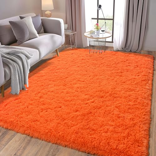 Listado de Piso naranja los 10 mejores. 42 Ailyei - Alfombras suaves para recámara, 4 x 6 pulgadas, color naranja esponjoso, para sala de estar, guardería, alfombra de felpa moderna de lujo para habitación de niños y...