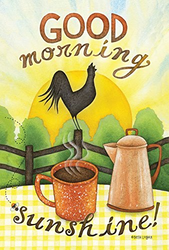 Toland Home Garden 109757 Good Morning Sunshine Coffee Flag 28x40 Inch Double Sided Coffee Garden Flag for Outdoor House Farm Flag Yard Decoration