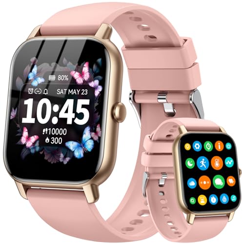 Image of Smart Watch for Men Women,1.85 inch HD Screen Bluetooth Fitness Tracker Step Counter /Sleep Monitor,110+ Sports Modes,IP68 Waterproof Smart Watch Compatible with iPhone Samsung Android Phone, Pink