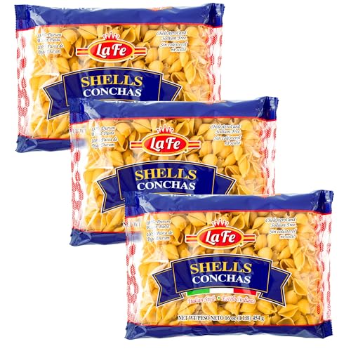 La Fe Elbow Macaroni Pasta 16oz - 3 Pack - Unenriched Semolina Wheat Pasta Italian Elbows - Cholesterol & Sodium Free