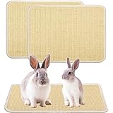 KABASI 2PCS Rabbit Scratcher Mat, Natural Bunny Chew Toys Scratching Pad for Nails Teeth Care, Small Animal Cage Mats Bedding Sleeping Nesting Toys, Sturdy Bunny Grinding Claw Boards, 16x12 in