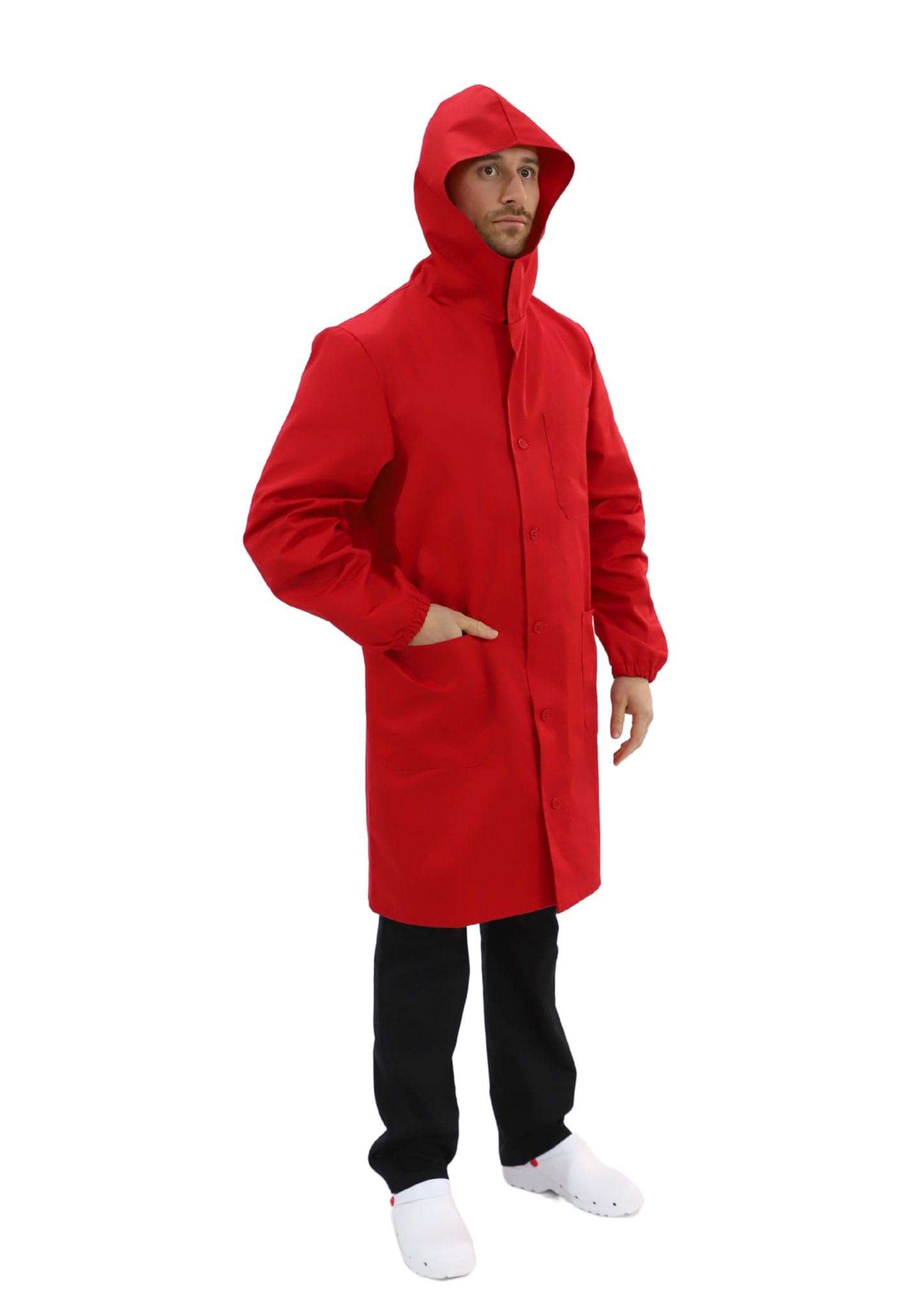 TARF LAVORA CON TE CAMICE CON CAPPUCCIO - Camice Macellaio - unisex - misto cotone - Protezione Collo con velcro