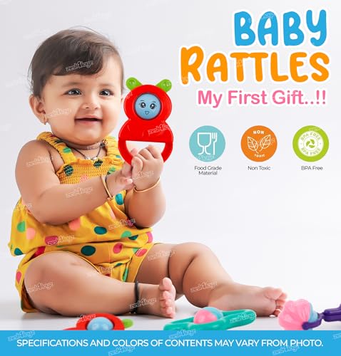 Image of Zest 4 Toyz Rattle Set for Babies 0-6 Months New Born Rattle and Teether Toys for Baby Toys Early Development Toys for Kids Return Gifts for Kids - Pack of 4