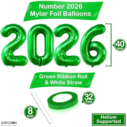 Image of Green 2026 Balloons 42 Inch, Giant Green Graduation Decorations 2026, Foil Number 2026 Graduation Balloons Class of 2026 Decorations | Graduation Party Decorations | Prom Decorations 2026, Katchon