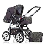 14 teiliges Qualitäts-Kinderwagenset 2 in 1 „FLASH“ in 38 Farben: Kinderwagen + Buggy - 14 teiliges Megaset in 38 tollen Farben
