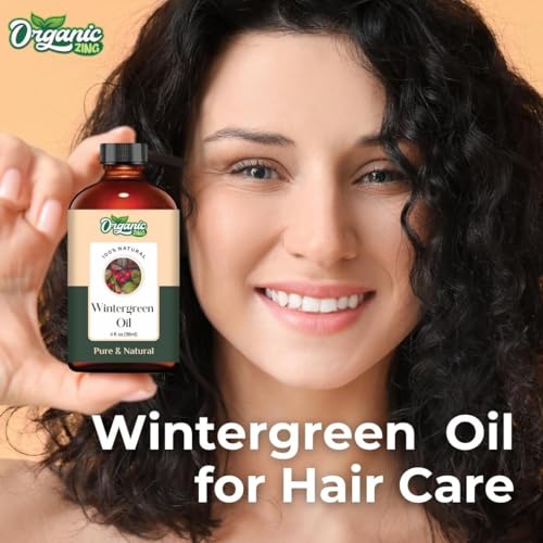 Image of Organic Zing Wintergreen (Gaultheria Procumbens) Oil | Pure & Natural Essential Oil for Aroma, Diffusers, Haircare & Massage - 118ml /3.99fl oz