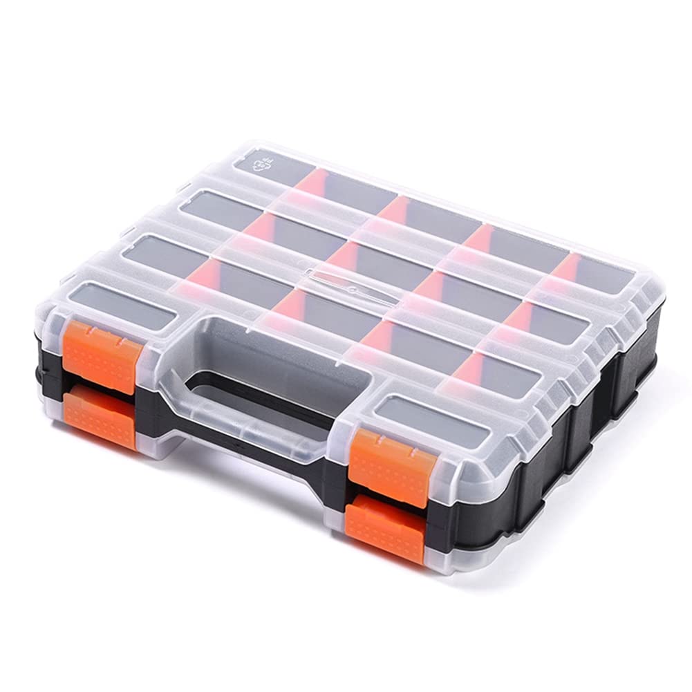 Anlayliay 34-Compartments Double Sided Organizer Storage and Carry Box Double Sided Portable Accessory Box with Impact Polymer and Removable Plastic Dividers