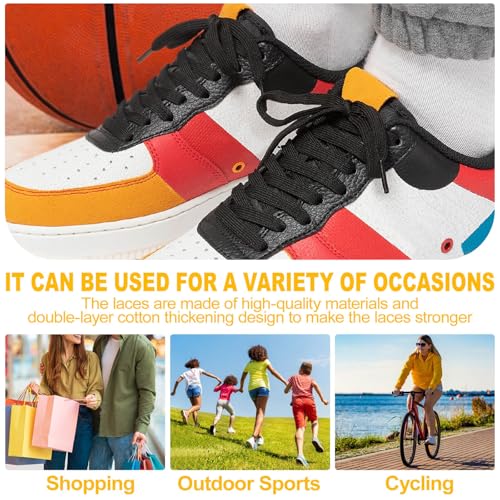 Image of DELELE 2 Pair Super Quality 24 Colors Flat Shoe laces 5 /16 inch Wide Shoelaces for Athletic Running Sneakers Shoes Boot Strings