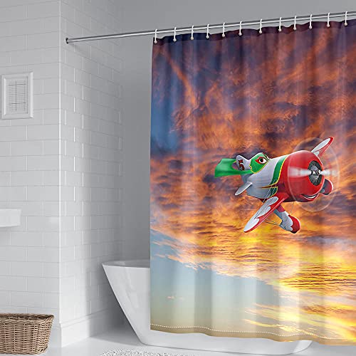 ZDDWLDL 4-Teilig Duschvorhang Set Mit Rutschfesten Teppichen Toilettendeckel Und Badematte Wasserdicht Farbfest Schimmel… – Bild 5