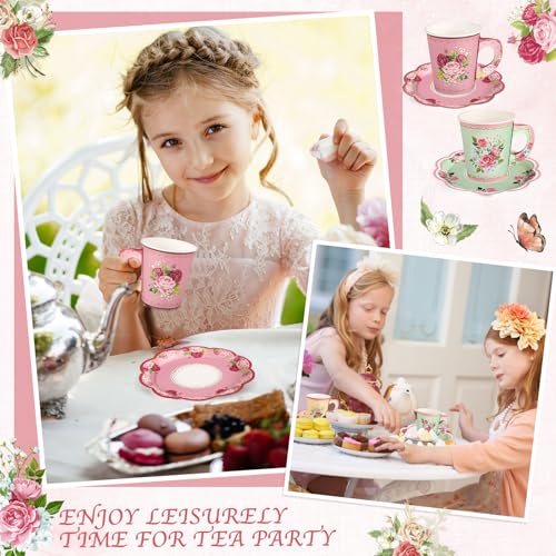 48 Sets Vintage Floral Tea Party Cups 7 OZ Disposable Cups - image 5