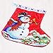 Handmade Red Christmas Stocking Sock With White Happy Snowman in Black Hat and Scarf Mini size