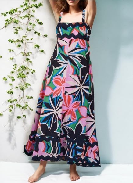 GOLDSTITCH Womens Casual Sleeveless Smocked Maxi Dresses Spaghetti Strap Boho A Line Long Flowy Beach Sundress - Image 2