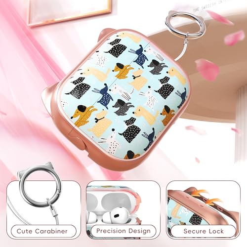 Image of for AirPods Pro 2 Case with Cleaning Kit, Cute Cat Ear Print Design & Cute Buckle for Girls, Phone Holder & Top Safe Lock Buckle Design for AirPods Pro 2nd /1st Gen case, Rose Gold Animal