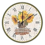 horloge ancienne sur pied en bois Taille et matériau : horloge fine en bois de seulement 0,4 cm d'épaisseur. L'horloge murale ronde à quartz mesure 25,4 cm de diamètre.