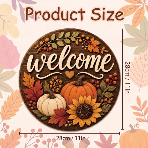 Image of Fall Decorations for Home - Fall Thanksgiving Welcome Sign for Front Door