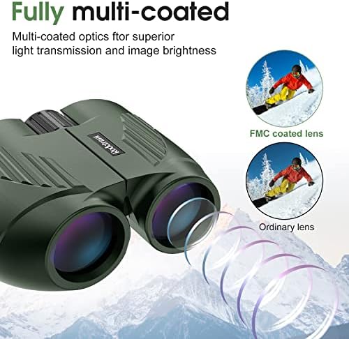 20x25 High Powered Binoculars for Adults,Compact HD Waterproof Durable and Clear BAK4 Prism FMC Lens,Suitable for Bird Watching,Sightseeing and Outdoor Sports,Green - View 5