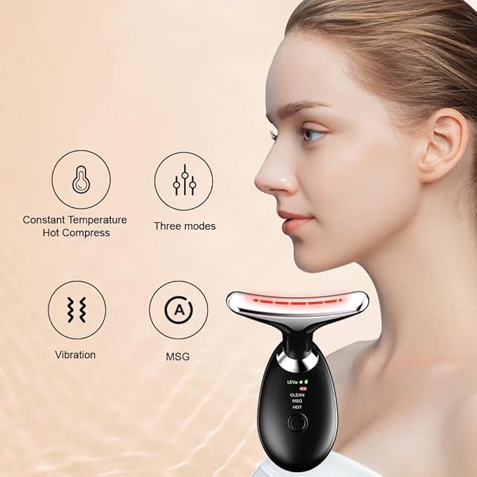Image of Face & Neck Massager, 3 Color Lighting Modes and Vibration for Facial Massager for Skin Care Routine at Home Face Sculpting Tool, Face Beauty Device for Face & Neck Lifting Tightens (Multicolor)