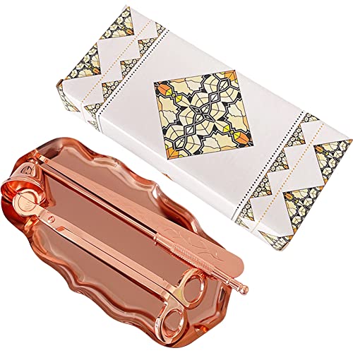 YUYAKESHI ろうそく消し キャンドルツール ステンレス製 芯切りばさみ キャンドルアクセサリー キャンドルトリマー アロマ用 キャンドルキット ローソク(ローズゴールド・4セットB)